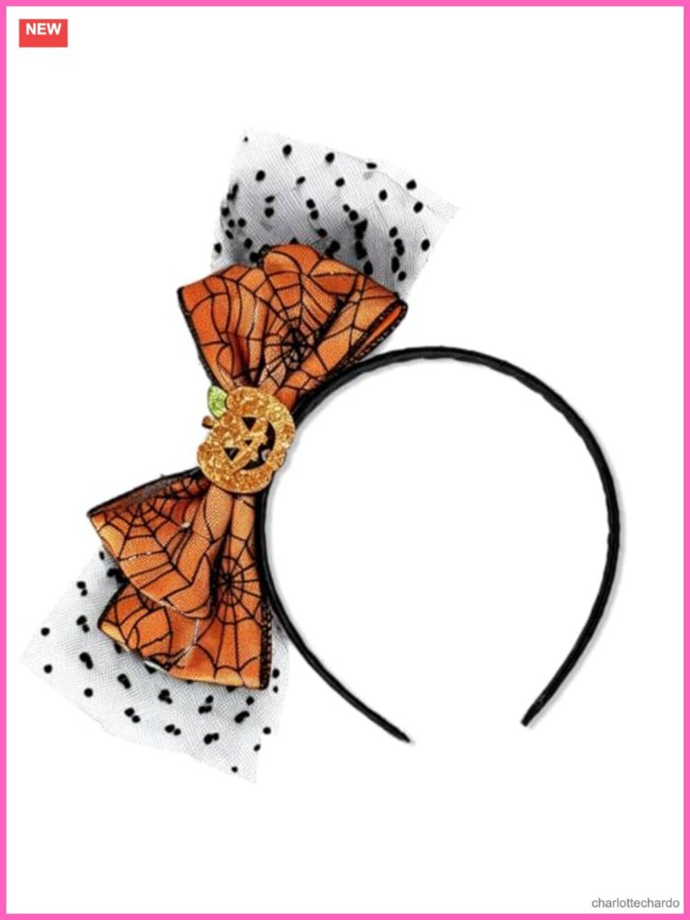 Halloween Pumpkin Headband Mesh Bow Spider Web Hair
